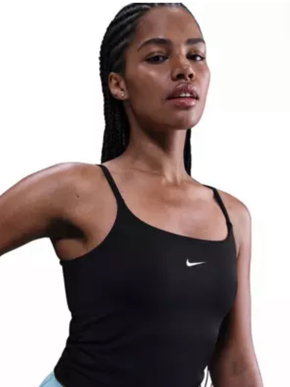 Nike One Dri-FIT Ruched Cropped Tank Top with Shelf Bra Women’s Small Black